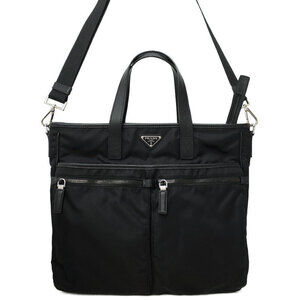 Prada ReNylon Saffiano Leather Tote Bag black